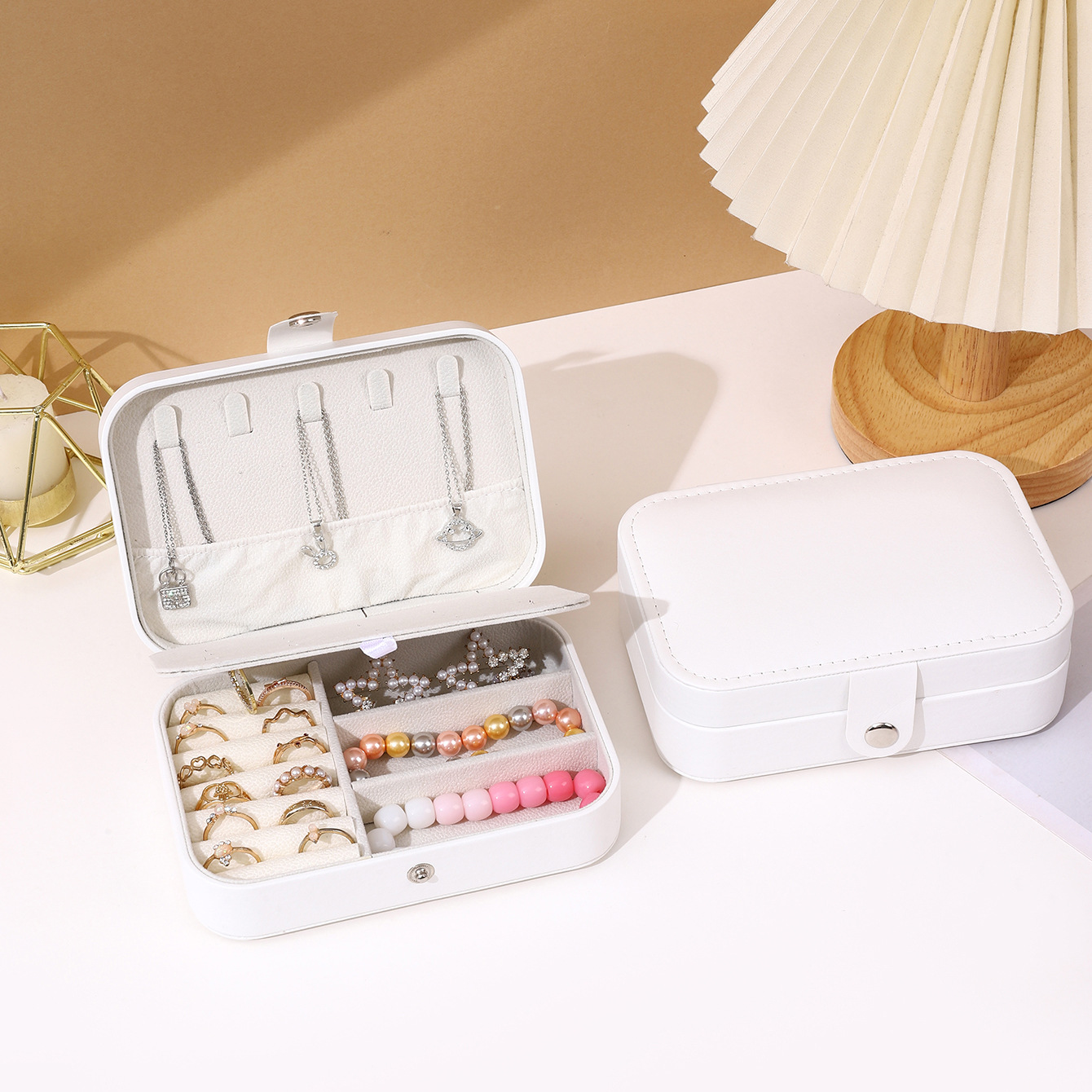 Solid Color Pattern Simple Style Solid Color Pu Leather Wholesale Jewelry Boxes