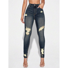 J 43334 Ripped Skinny Jeans �ƶ�С��ţ�п�羳����ͨ����