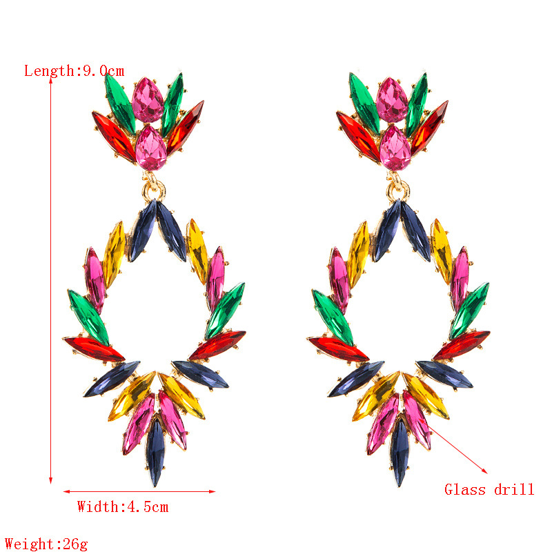 Alliage De Verre Diamant Fleur Longues Boucles D&#39;oreilles Bijoux En Gros Nihaojewelry display picture 1