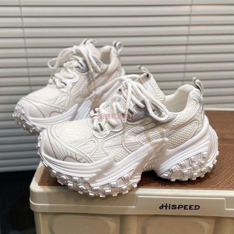 轮胎底老爹鞋女2025年夏季新款爆款网面透气厚底内增高休闲运动鞋