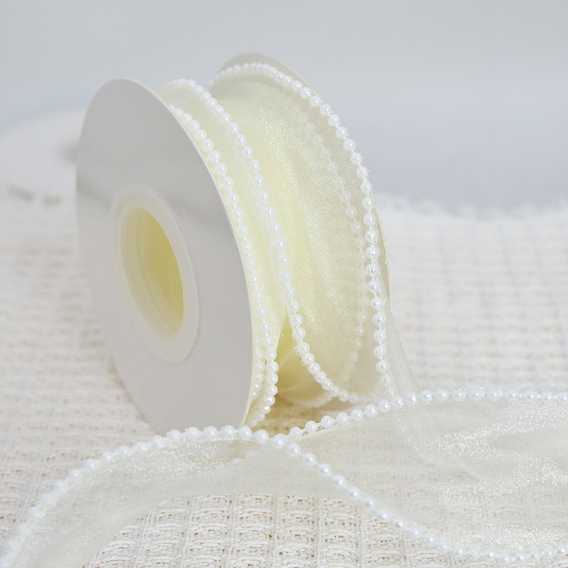 Ribbon de hilo de cola de pez floral ribbon horneado pastel de flores de borde buquete de hilo ondulado decoración de mariposa ribbon hilo de perla