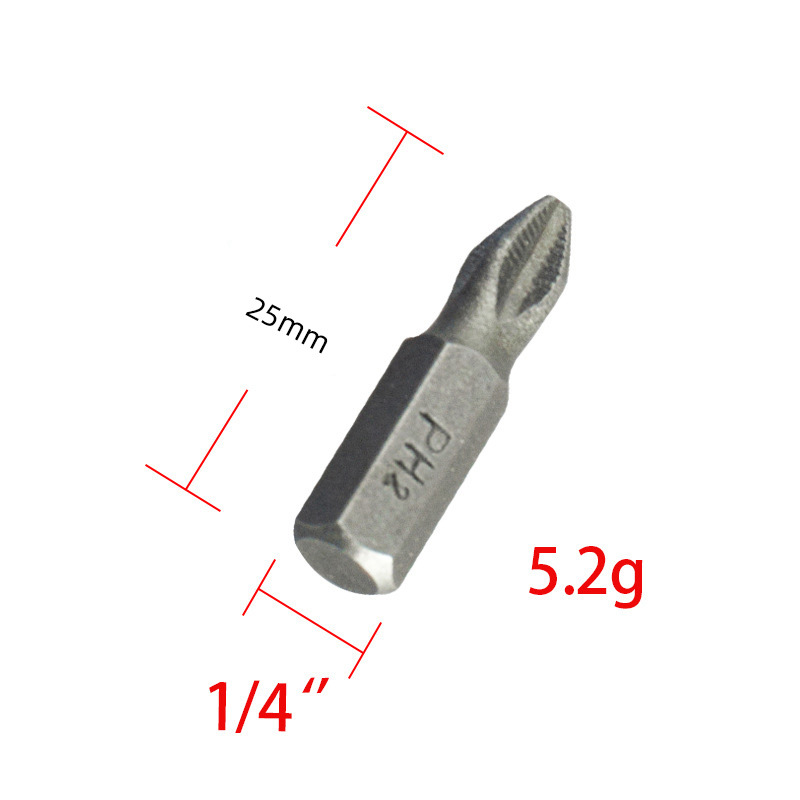 Puntas de cabeza cruzada antideslizantes cuidadosamente seleccionadas para destornilladores eléctricos, puntas magnéticas para destornilladores eléctricos, puntas de cabeza cruzada para apretar tornillos.