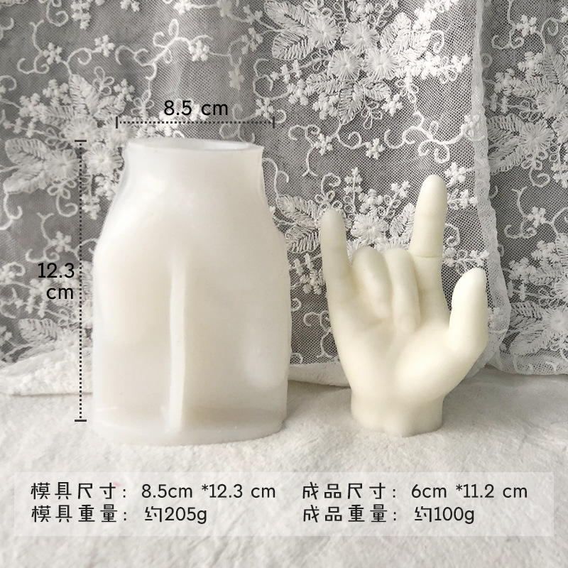 Dedo vela de silicona molde DIY dedo medio Bier gesto aromaterapia yeso decoración candelabro herramienta abrasiva