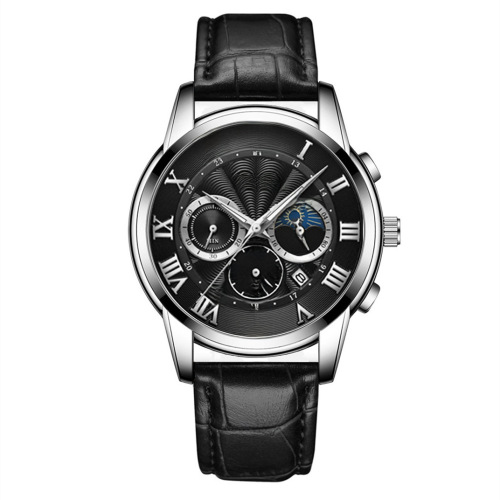 Demoss Men's Fashion Calendar Watch Wholesale Trendy Men's Leather Strap Watch for Cross-border