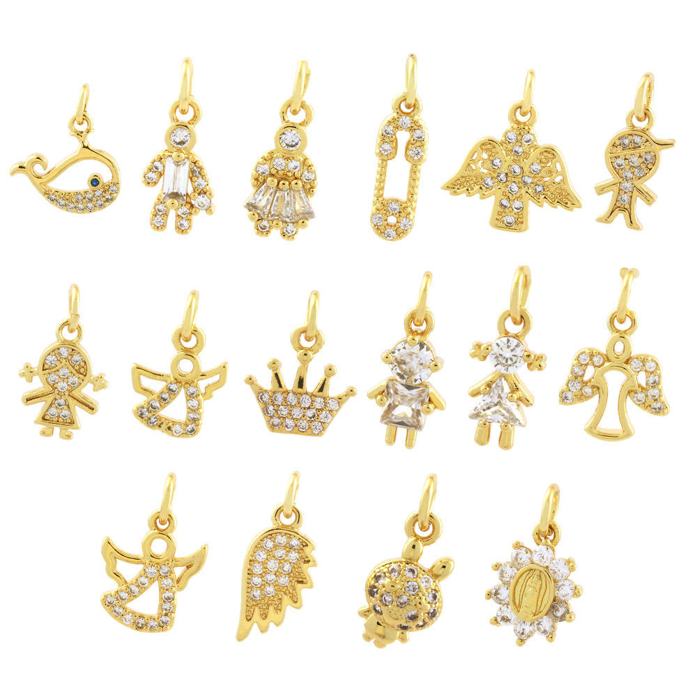 1g Weight Pendant Jewelry Making Type 13 * 7mm Jewelry Making Size Zircon Inlay Material DIY Jewelry Accessories Classification 1 Piece Quantity Copper Material Cartoon Character Pattern All Seasons Season Casual Style 1 Piece 13 * 7mm Copper Zircon Cartoon Character Pendant 18
