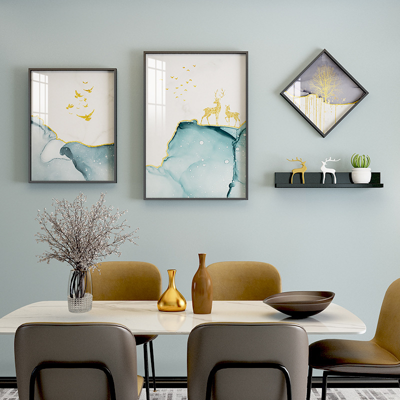 Modern Restaurant 3 Frame Crystal Porcelain Gold Foil Fulu Aluminum Alloy Decorative Painting Storage Rack Combination Metal Crystal Film Picture Frame Modern Restaurant 3 Frame Crystal Porcelain Gold Foil Fulu Aluminum Alloy Decorative Painting Storage Rack Combination Metal Crystal Film Picture Frame