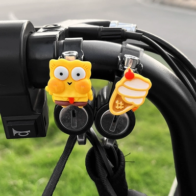 fixed hook cute cartoon motorcycle — Helmet lock - black-two-pack-waving-ice-cream-with-cotton-thread