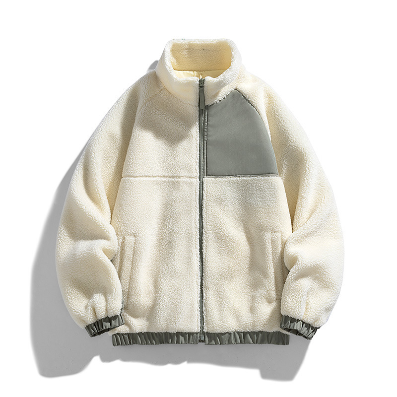 Cross-border Autumn and Winter Lamb Wool fleece-lined Thickened Jacket Couple Casual Fleece Collar Loose Warm Jacket for Men Cross-border Autumn and Winter Lamb Wool fleece-lined Thickened Jacket Couple Casual Fleece Collar Loose Warm Jacket for Men