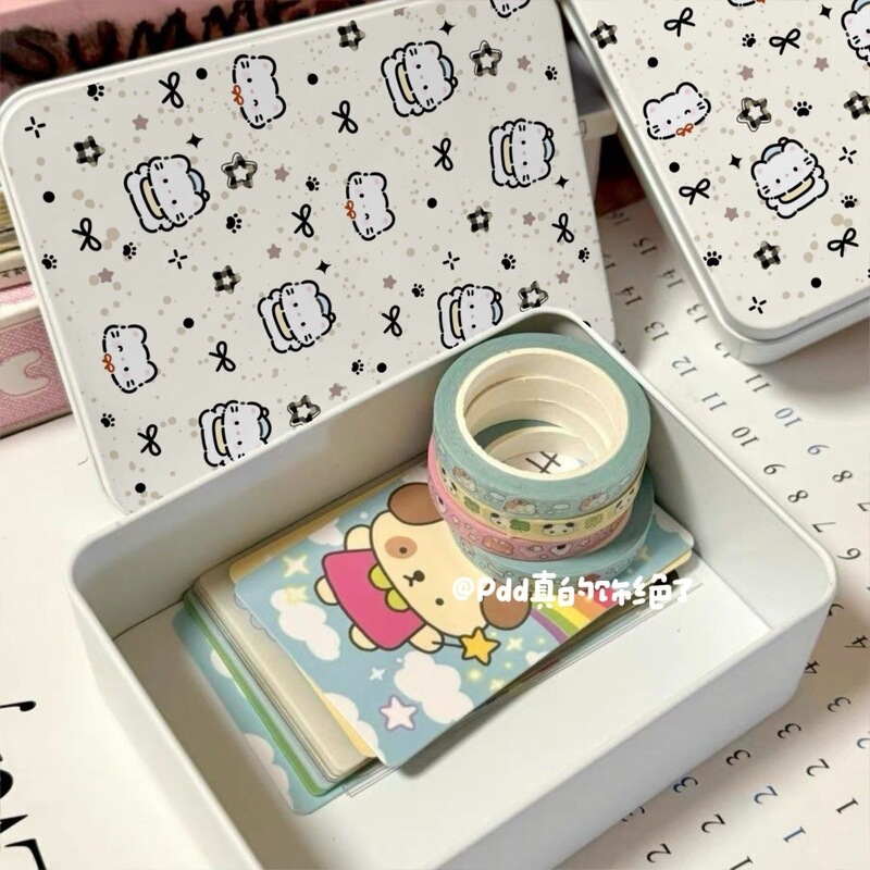 蝶結びの小さな猫、クリーム風、星を追う女の子の必需品、鉄箱、小さなカード収納、ガールハートカード収納|undefined
