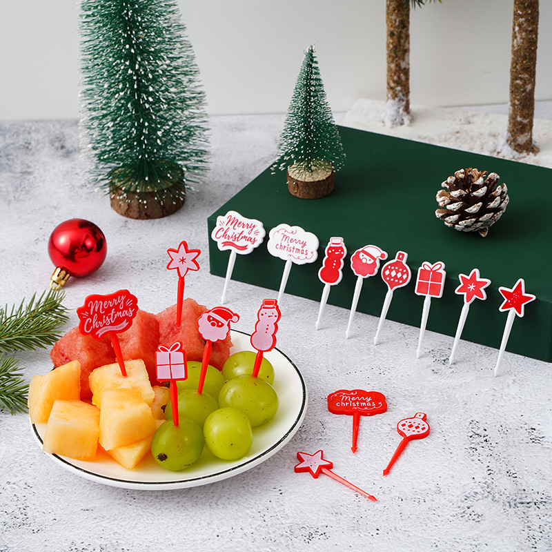 Christmas Casual Cartoon Plastic Fruit Fork 1 Set display picture 1