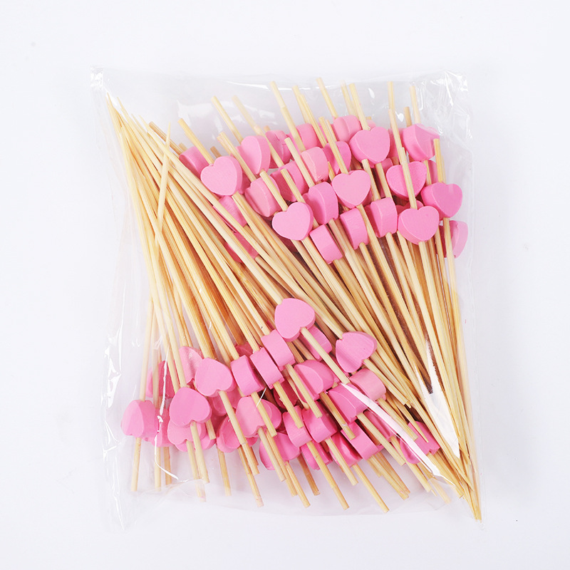 Signo de fruta desechable lindo florecita fresca bolita color postre sushi hamburguesa arte fruta palo de bambú al por mayor