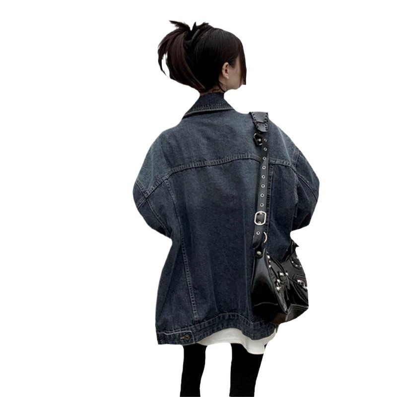 Autumn retro denim jacket, Korean style, oversize