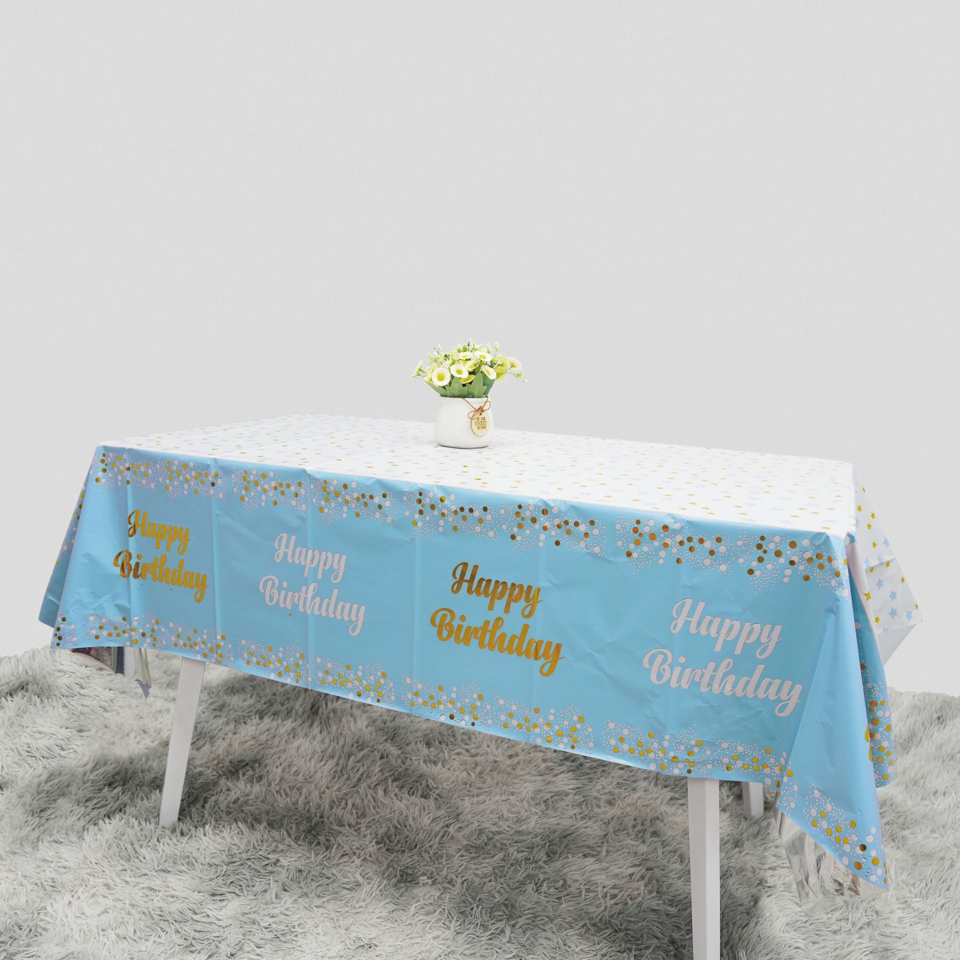 [Procesamiento de limpieza] impresión en inglés Amazon tela de mesa a prueba de aceite a prueba de agua fiesta de cumpleaños tela de mesa decorativa a prueba de polvo