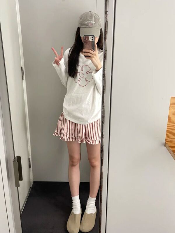 白色薄款防晒罩衫长袖t恤女夏季微透印花宽松慵懒风防紫外线上衣|undefined