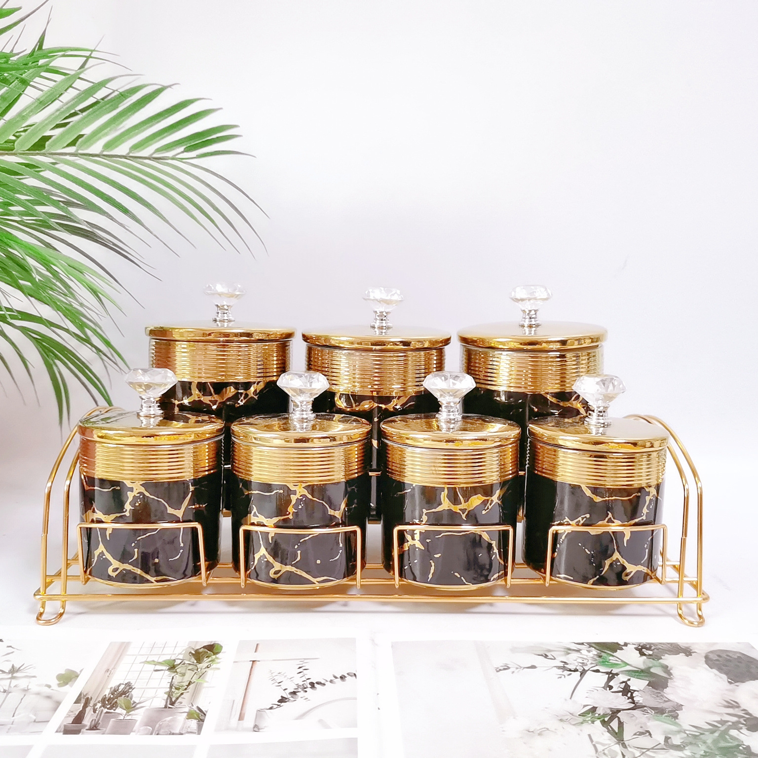 Comercio exterior transfronterizo de cerámica sellada tarro cocina almacenamiento condimento tarro multi-grano de almacenamiento de dulces tarro café té tarro traje