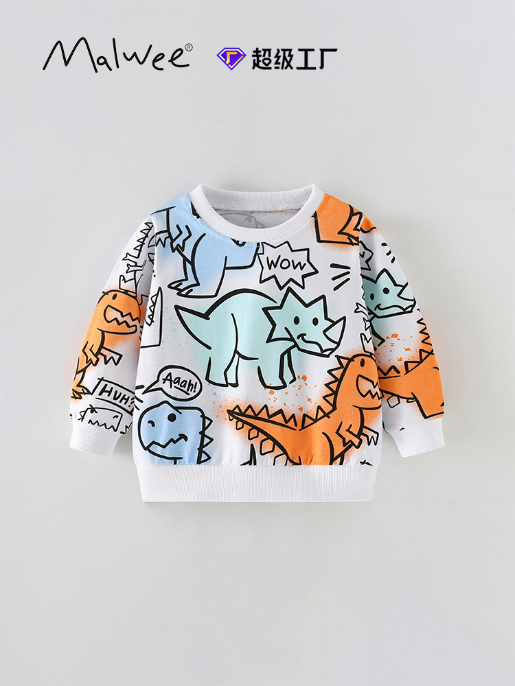 Cross-border malwee chaqueta de niño otoño y invierno nuevo estilo europeo y americano de niños de cuello redondo de manga larga guapo imprimido chaqueta casual
