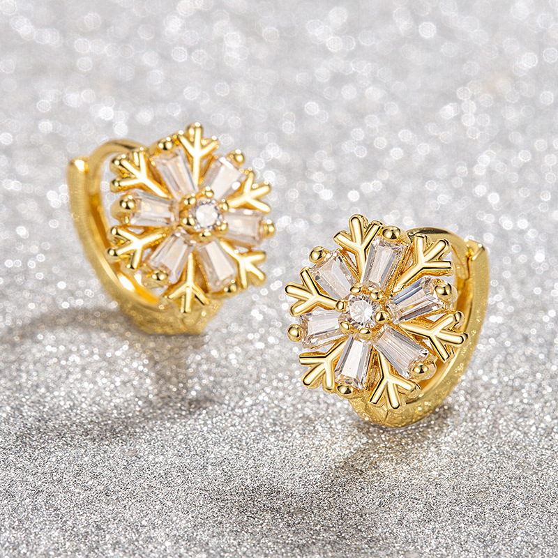 Fashion Snowflake Zircon Circle Ear Clip Women