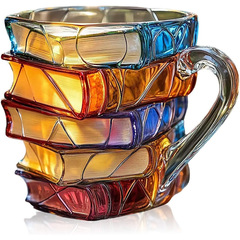 ペイントブックマグ ペイントブックカップ 3Dペイントブックコーヒーカップ ユニークなブックスタッキングガラスコーヒー