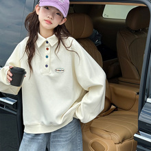 女童polo衫卫衣2025秋装新款儿童刺绣上衣大童洋气休闲春秋衣服潮