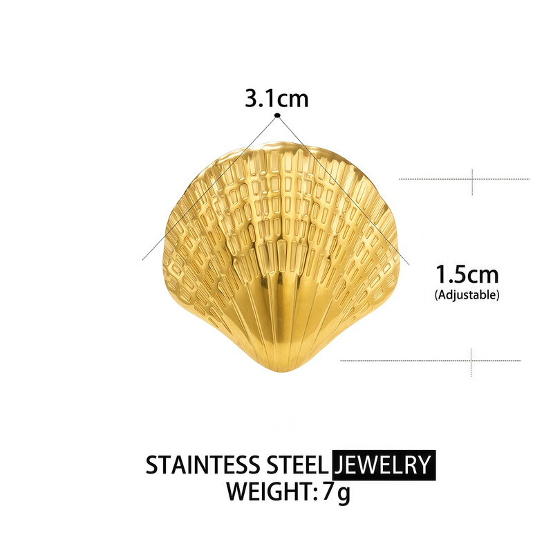 欧美简约海洋休闲风海星不锈钢戒指镀18k金夸张蝴蝶钛钢开口指环|undefined