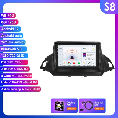 Suitable for 13-17 Ford: DVD Navigation - 8128g-wifi4glte-version-7862carplayocta-core-9-inch-for-ford-maverick