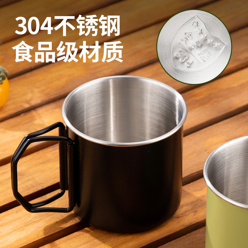 可折叠马克杯304不锈钢户外可吊挂折叠杯咖啡杯茶杯露营杯雪拉杯