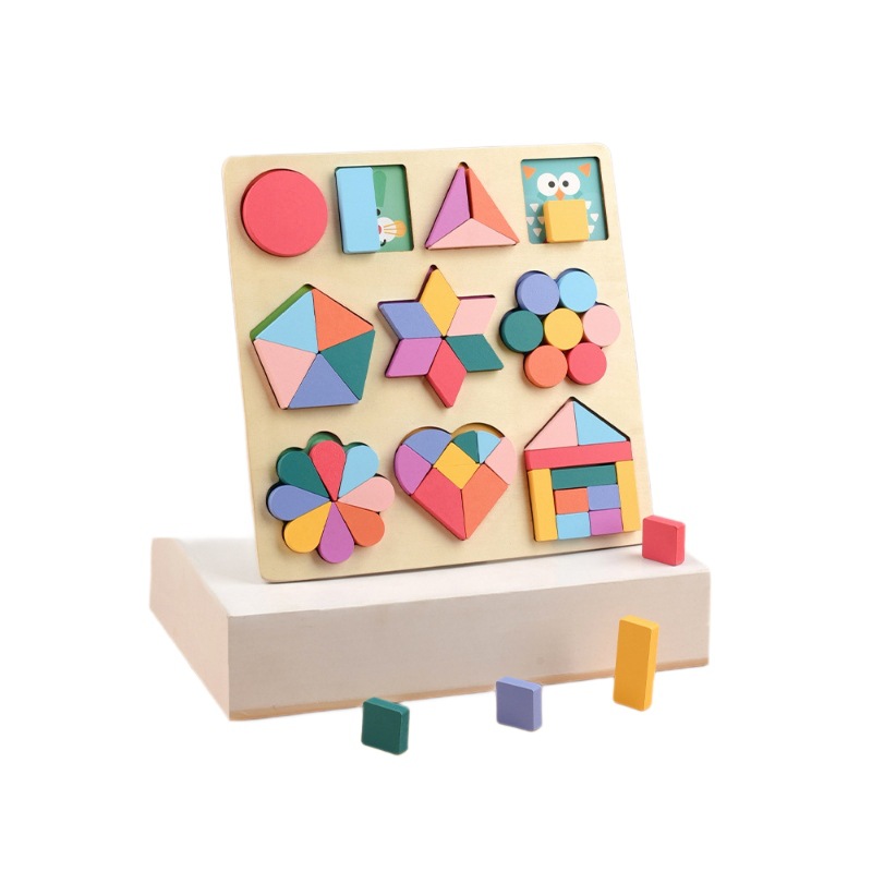 Montserrat Educación temprana Geometría forma de flor columna puzzle para niños ensamblaje de bloques de construcción emparejados juguetes de puzzle