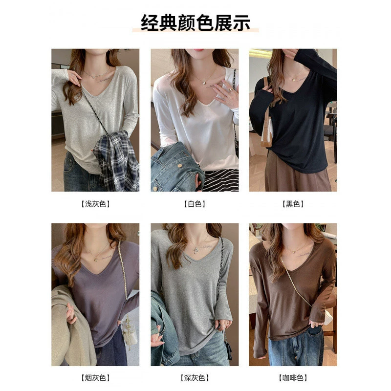 2025新款宽松V领正肩短袖T恤女夏季大码体恤设计感衣服遮肚子