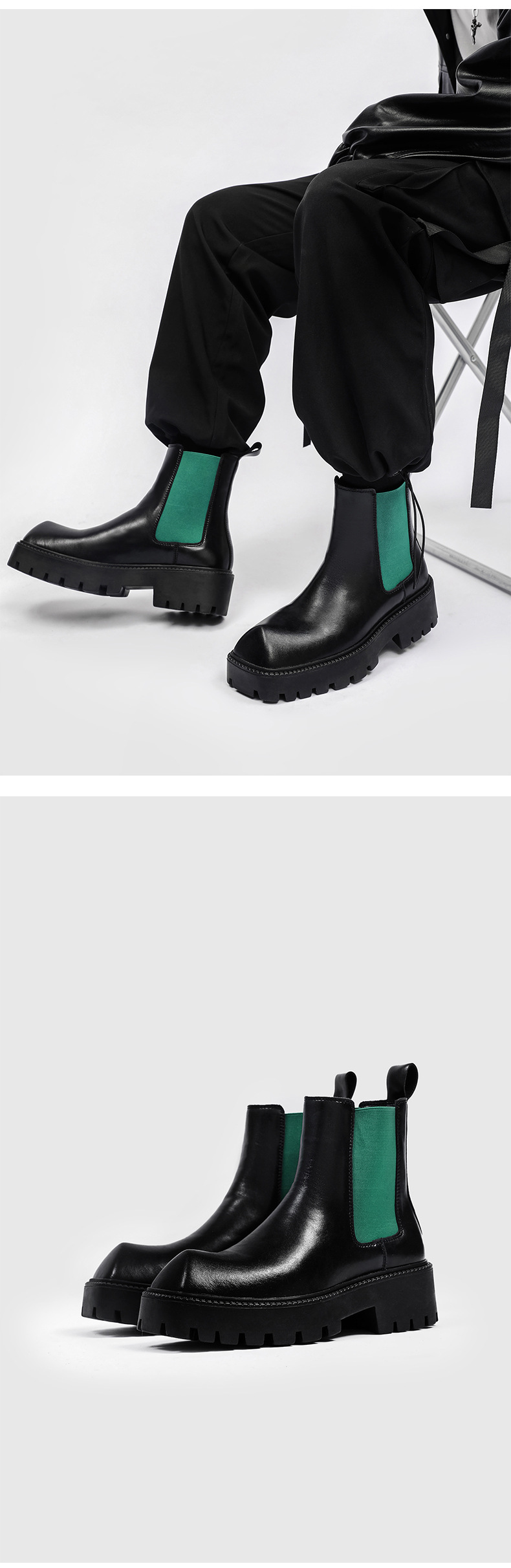 Herren Plateau Stiefel Mit Eckiger Kappe Im Minimalist Design_voghion.com