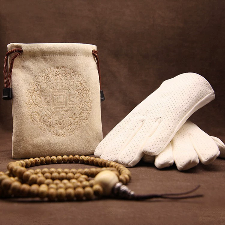 Cotton gloves walnut, storage bag