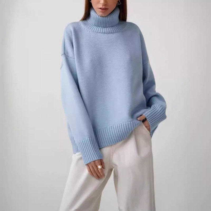 Cross-Border Foreign Trade Solid Color Turtleneck Sweater 2026 European and American Autumn and Winter Loose Knit Sweater Versatile Classic Hot-Selling Sweater for Women Cross-Border Foreign Trade Solid Color Turtleneck Sweater 2026 European and American Autumn and Winter Loose Knit Sweater Versatile Classic Hot-Selling Sweater for Women