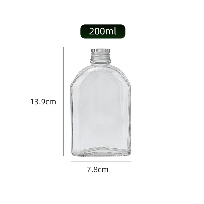 Botella Plana de Hombro Inclinado, Vidrio, para Embalaje de Regalos