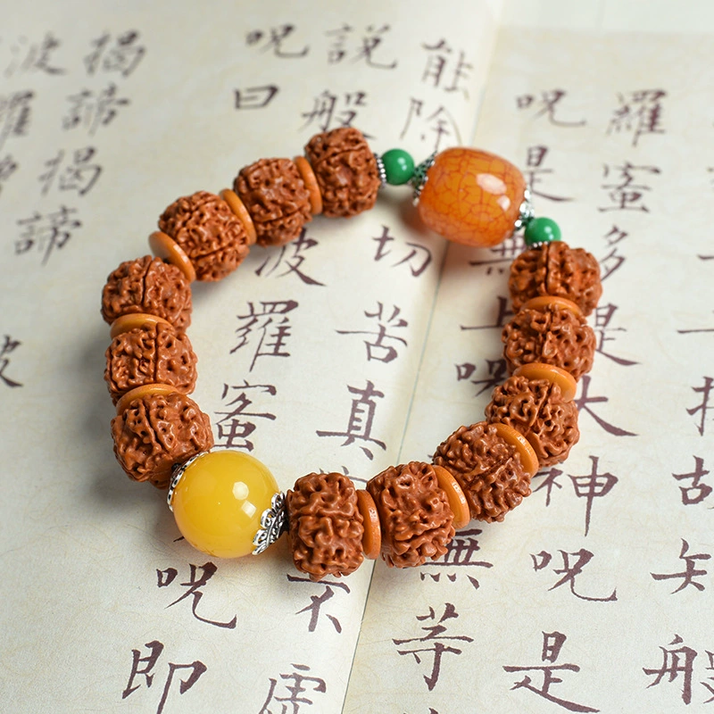 Bodhi rosary, bracelet, rosary with round beads for men and women walnut