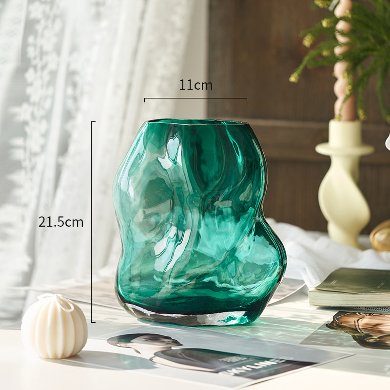 Moderno simple jarrón de vidrio transparente Luz de lujo sala de estar mesa de comedor arreglo floral decoración hidropónico decoración de flores artesanías