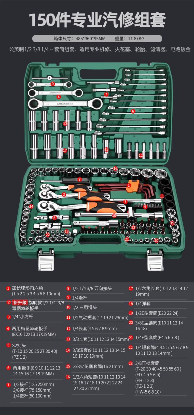 Auto Repair Tool Set, Socket Wrench, Ratchet, Car Repair Combination, Car Repair Tool Box, Multi-Functional Small Tool Set