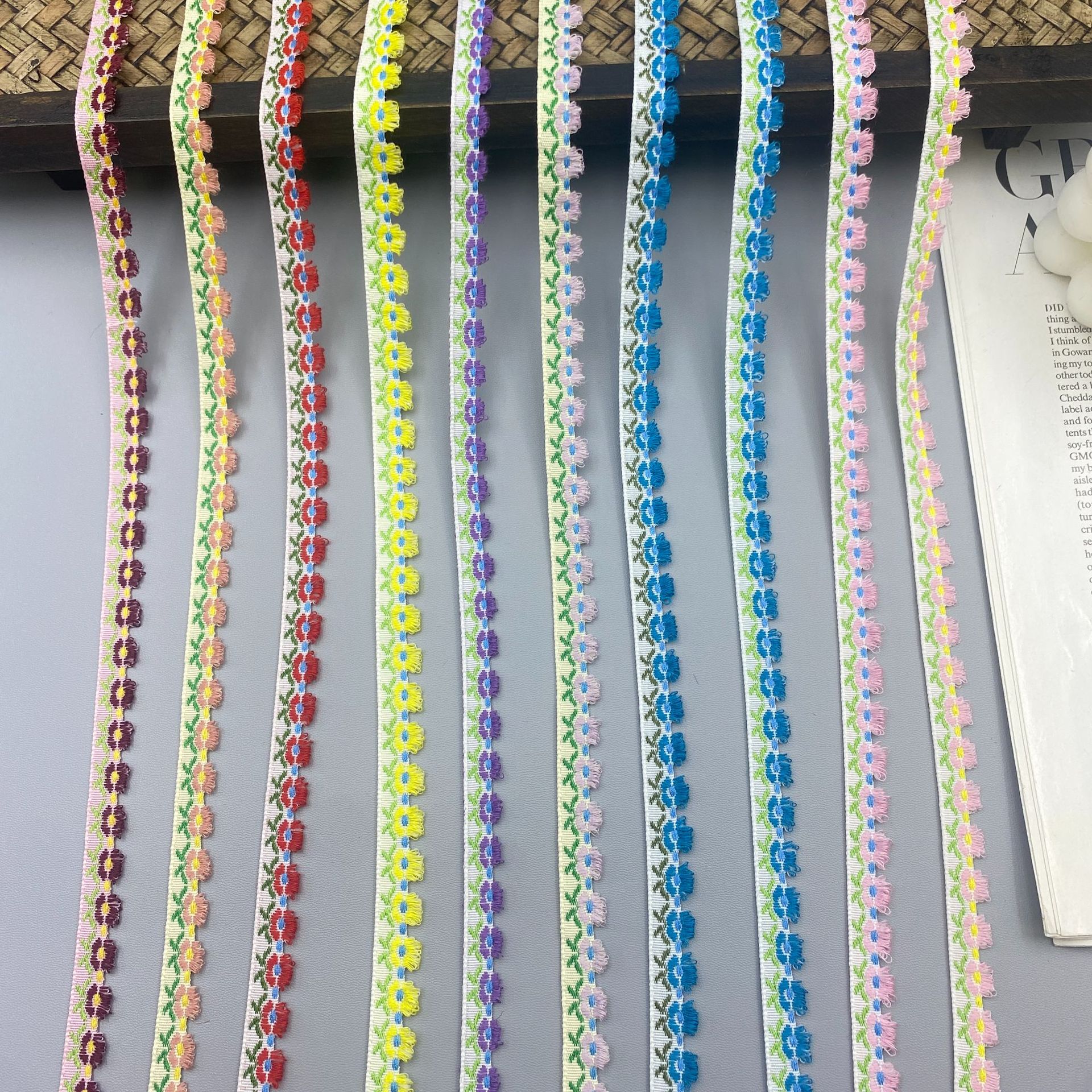 Nuevo estilo estilo étnico flor jacquard cinturón bricolaje ropa aplicable puños falda zapatos sombreros accesorios textiles para el hogar