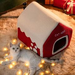 雪屋猫窩クリスマス冬保温家犬窩別荘閉鎖冬四季通用猫ペット用