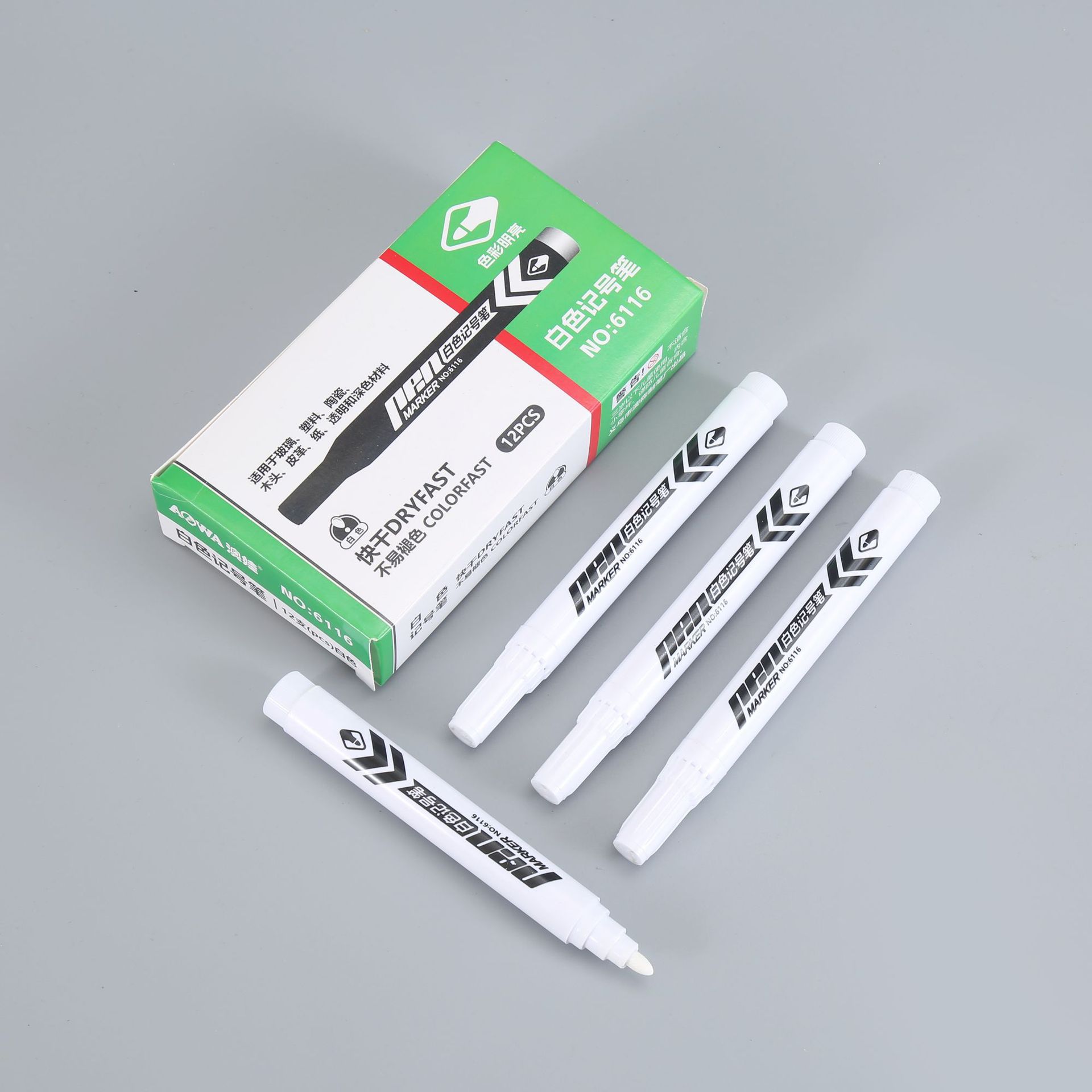 Marcador blanco Bolígrafo de cabeza grande de tinta gruesa de tinta blanca Marcador de un solo cabezal Marcador al por mayor Bolígrafo a base de aceite de oficina