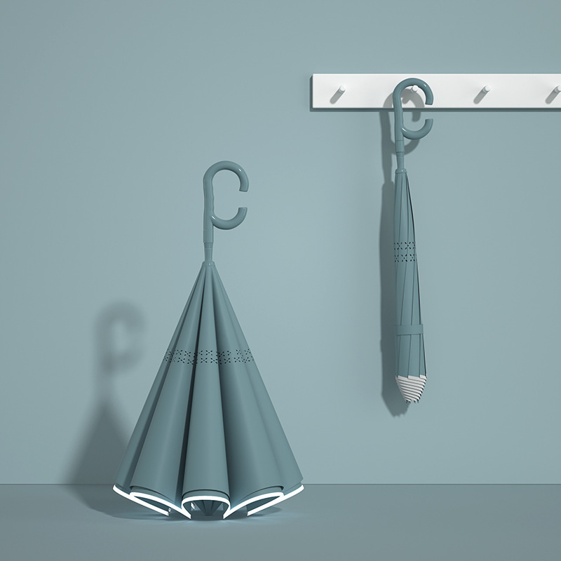 이중 자동차 역방향 우산 자동 - 진한 밤 녹색