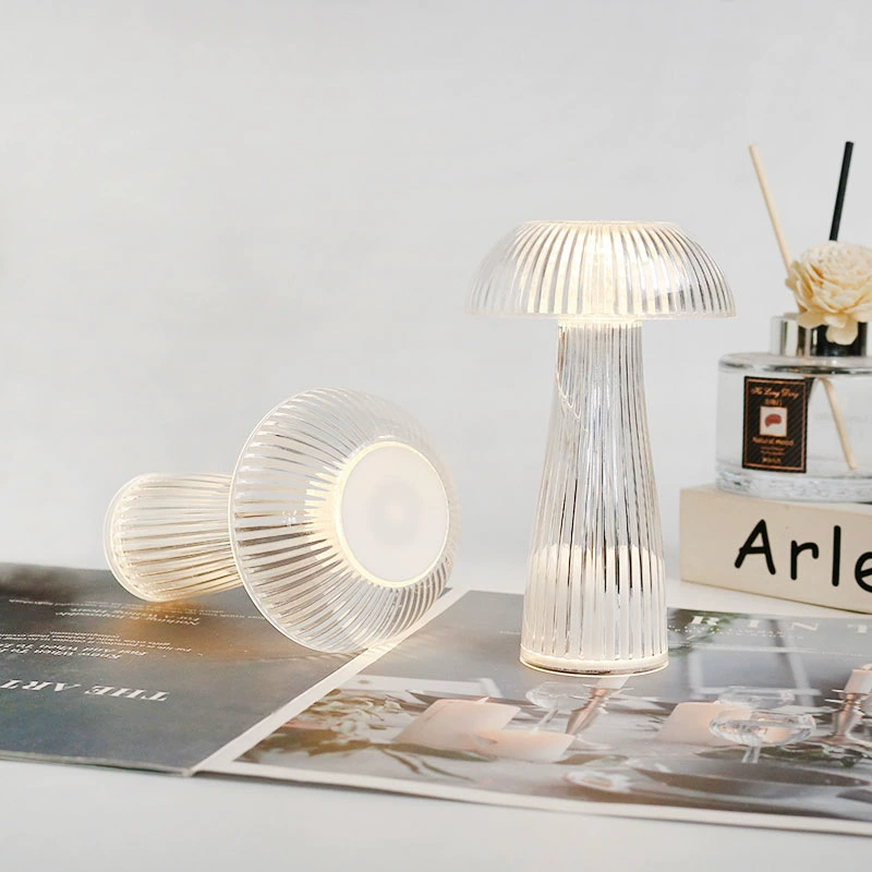 Лампа настольная-гриб LED, прозрачная PS ночник, батарея AG13 9.5×15.5 см