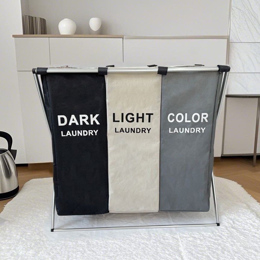 Caja de reciclaje plegable de aluminio transfronteriza botellas de plástico estadounidenses marco de cesta de cocina bolsa de reciclaje casera barril de almacenamiento