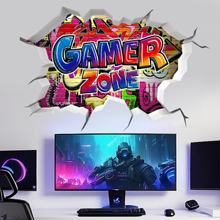Amazon Cool Game Console 3D Wall Breaking Game Room Decoration Cartoon Anime Sticker Cartoon Play Sticker Poster