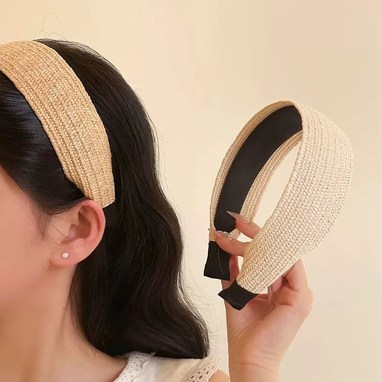 Retro straw headband, hair accessory, high-quality style