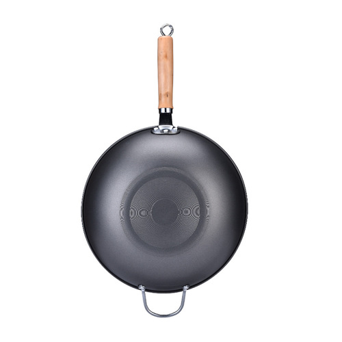 Manufacturer wholesale Good Friend Youxi non-stick wok wooden handle iron wok cooking pot street stall running Jianghu one piece drop shipping