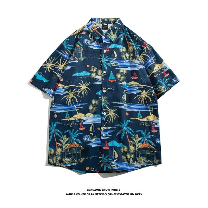 Camisa con botones de solapa suelta de manga larga de todo fósforo de la calle para hombres Venta caliente Flor colorida Impresión digital 3D