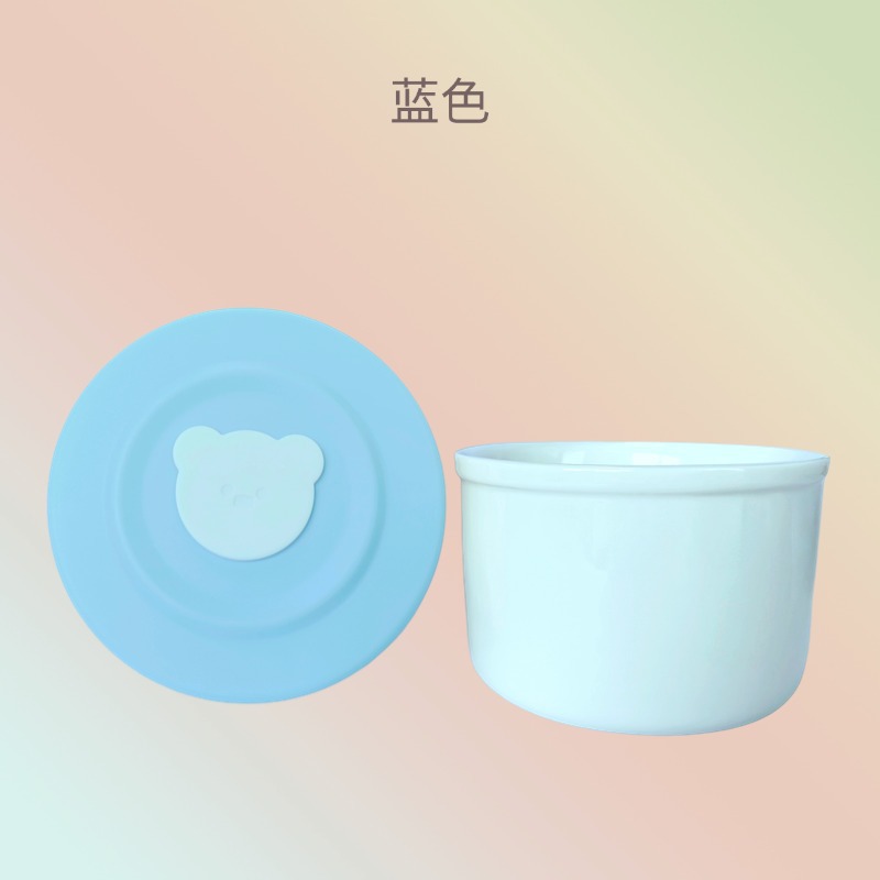 Factory Direct Sales Baby Ceramic Food Bowl with Lid, Sealed Fresh-Keeping Bowl, Kidsren's Breakfast Box, Silk Screen Pattern Logo