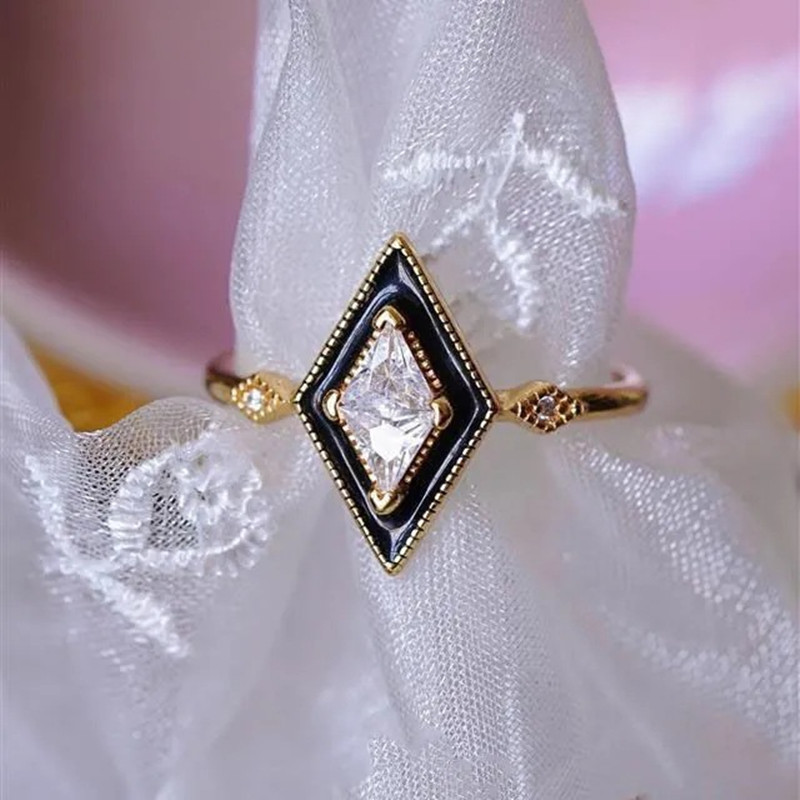 1 Piece Quantity Retro Geometric Copper Plating Inlay Zircon Open Rings