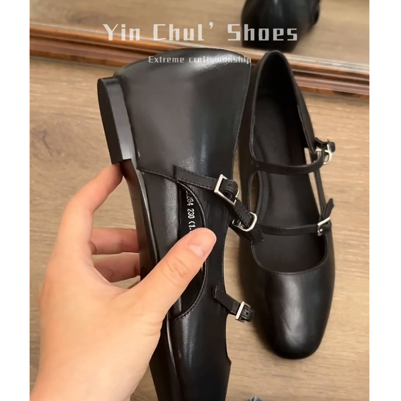 【现货秒发】简约一字扣玛丽珍鞋女法式配裙子不累脚浅口粗跟单鞋|undefined