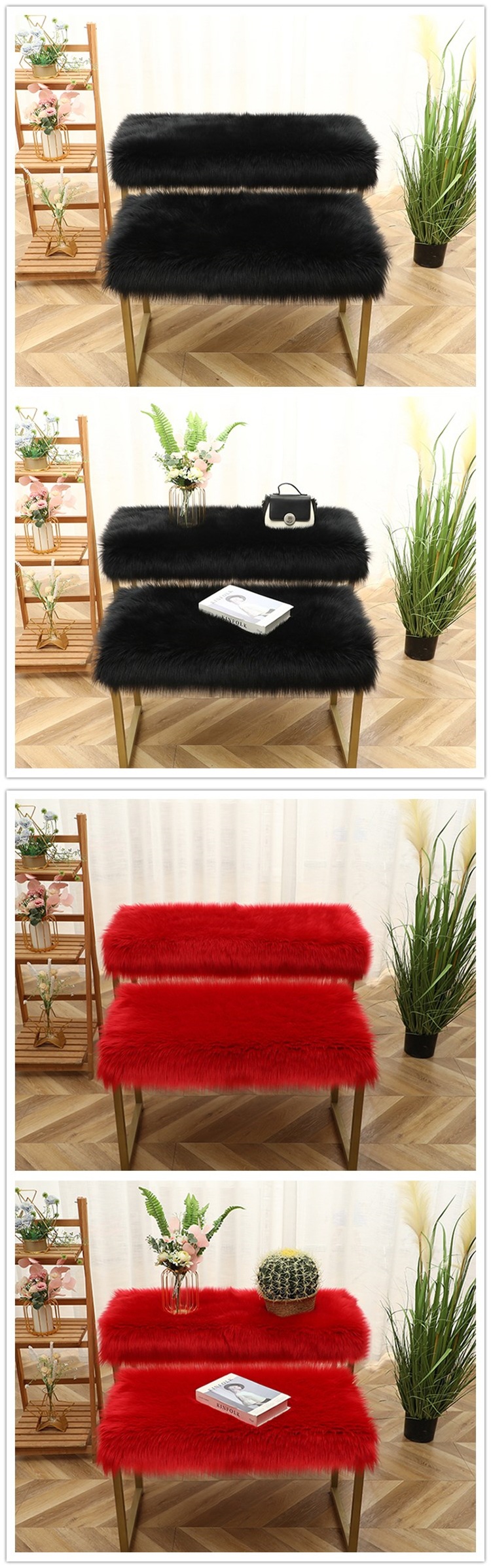 White Plush Carpet Clothing Store Window Booth Plush Decoration Desktop Shoe Cabinet Flow Table Imitation Wool Mat