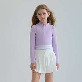 儿童泳衣女孩连体裙式保守长袖防晒2025新款中大童泡温泉泳衣